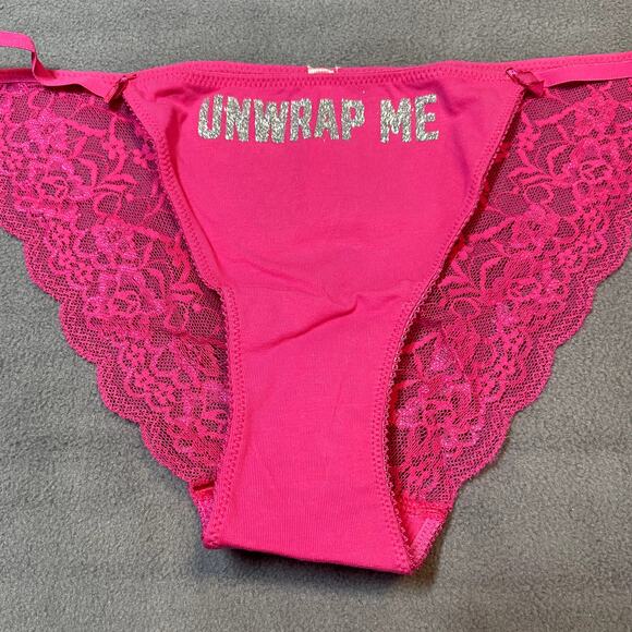 Victoria's Secret PINK 2012 Lace Back Low Rise String Bikini Unwrap Me Womens - Picture 2 of 7